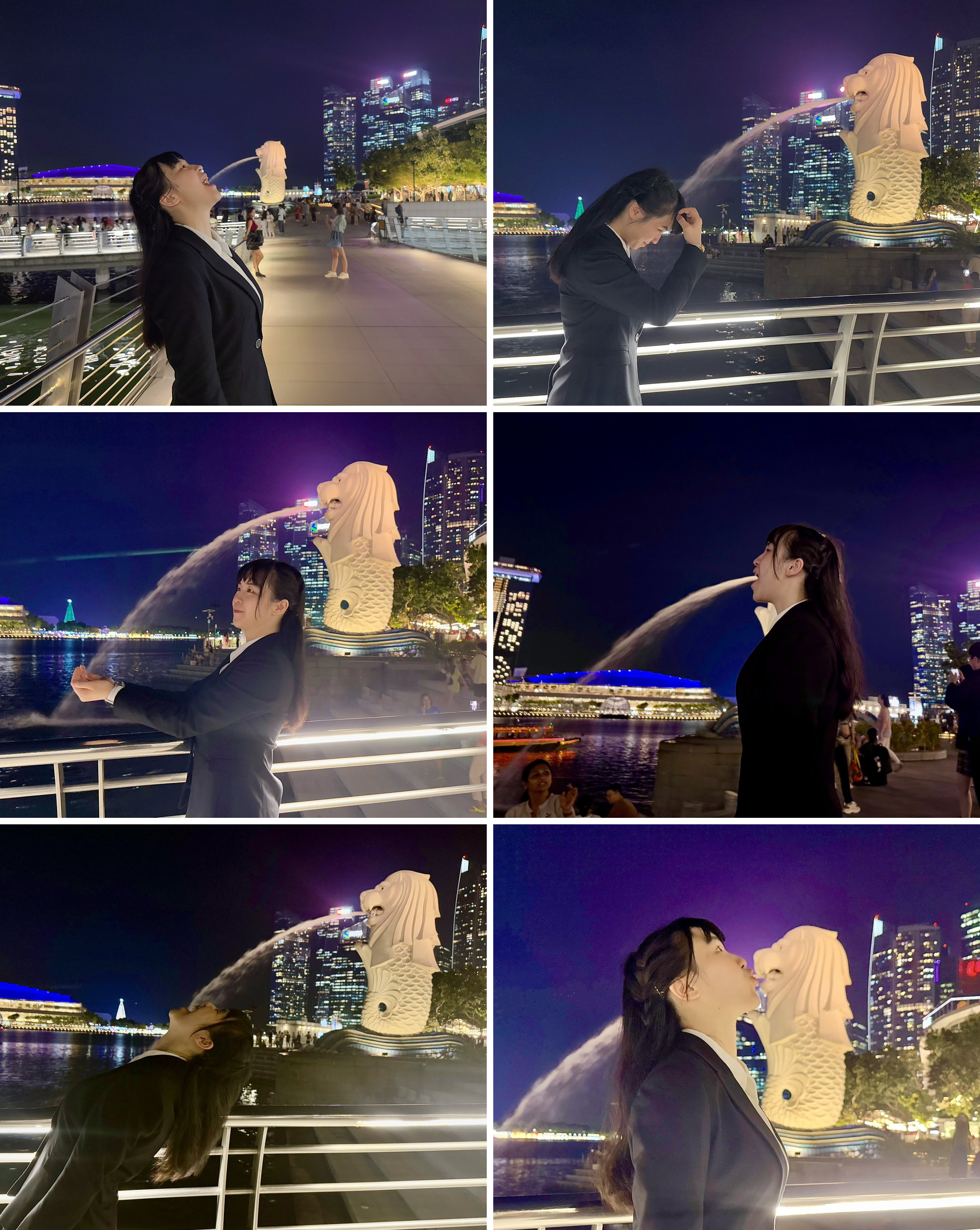 Merlion poses