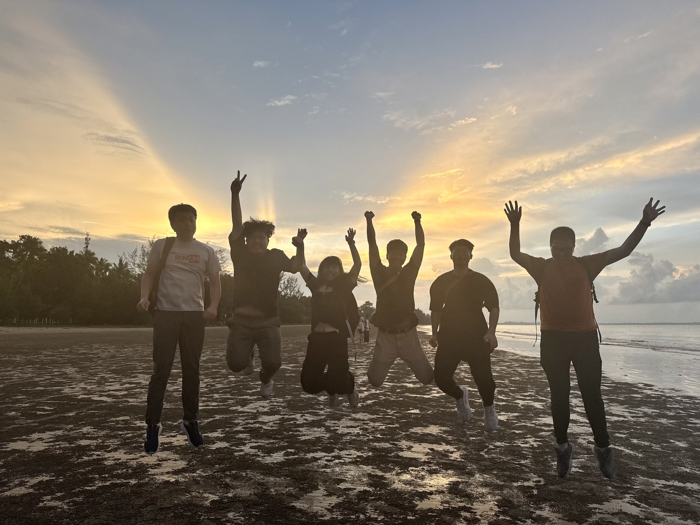 Friends and sunset on the beach